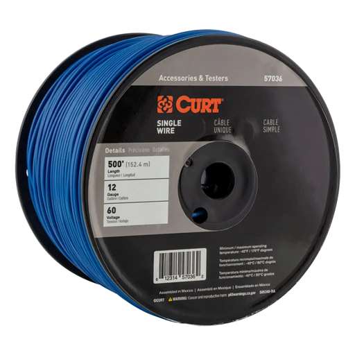 Curt Automotive Primary Wire, Blue 500' Spool - 57036