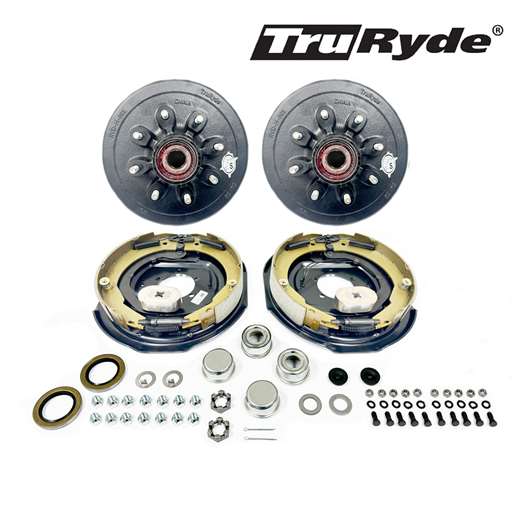 8-6.5" Bolt Circle 9/16" Stud TruRyde® Pre-Greased 7k Trailer Axle Electric Brake Kit - PGBK42865ELE916-TRP