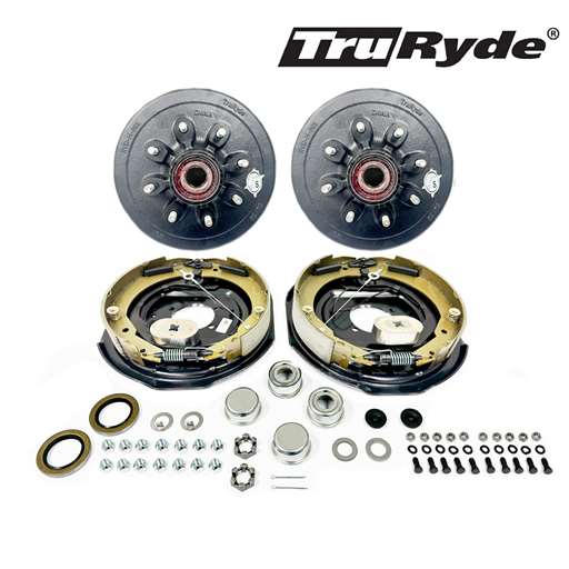 8-6.5" Bolt Circle 9/16" Stud  TruRyde® Pre-Greased 7k Axle Self-Adjusting Electric Brake Kit - PGBK42865ELEAUTO916-TRP