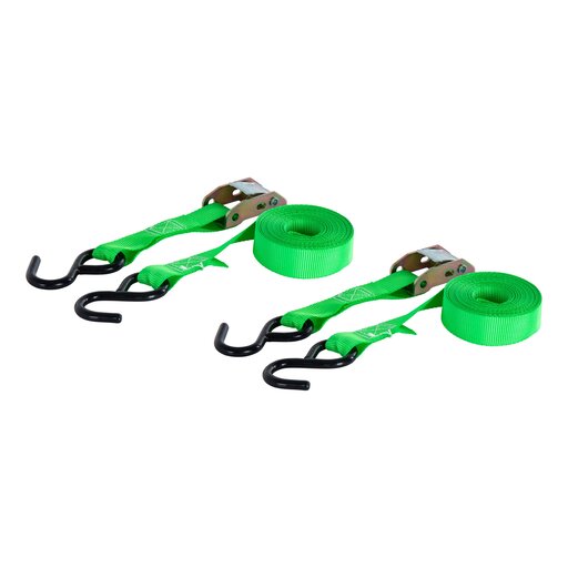 Curt 15' Dark Green Cargo Straps with S-Hooks (300 lbs, 2-Pack) - 83015