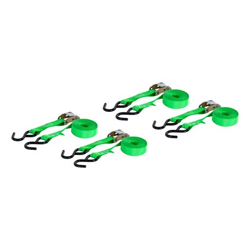 Curt 16' Dark Green Cargo Straps with S-Hooks (300 lbs, 4-Pack) - 83016